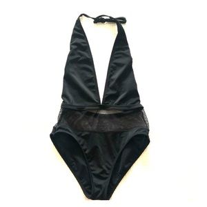 Top shop backless one piece bathing suit with mesh